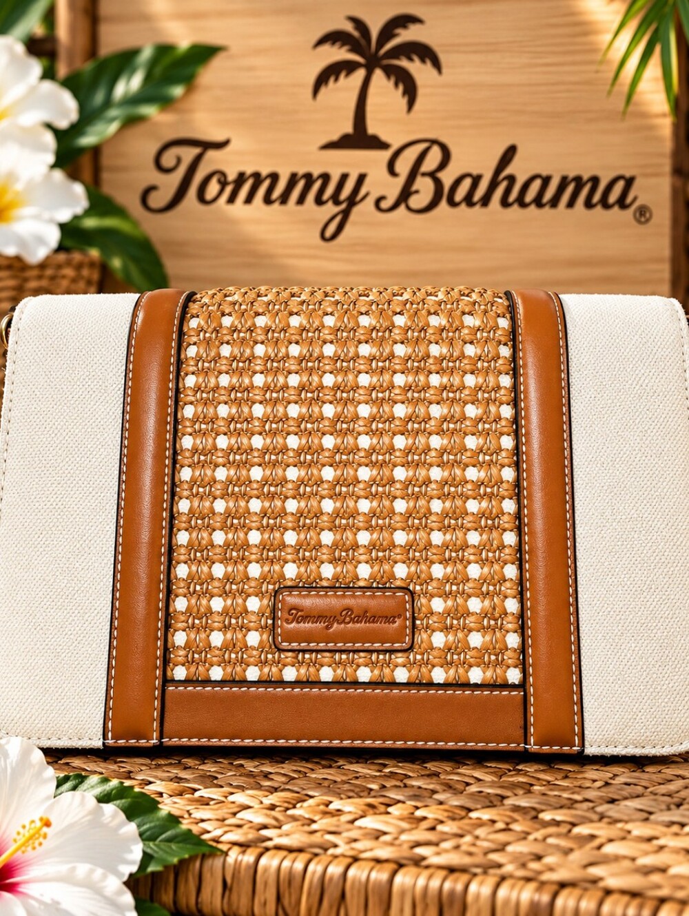 Tommy Bahama Woven Flap Crossbody Bag EUC